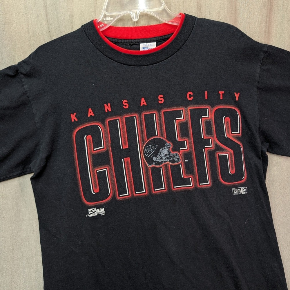 Vintage 1991 Salem Sportswear Kansas City Chiefs Shirt Mens Large Black Red NFL